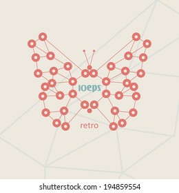 Retro style, vintage technology, butterfly vector illustration eps10.