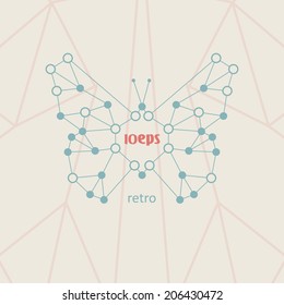 Retro style, vintage technology, butterfly vector illustration eps10.
