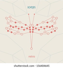 Retro style, vintage technology, dragonfly vector illustration eps10.