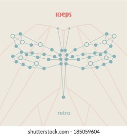 Retro style, vintage technology, dragonfly vector illustration eps10.