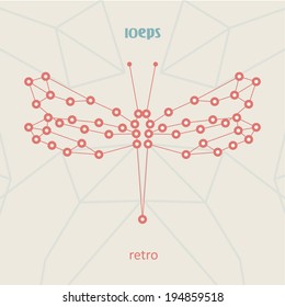 Retro style, vintage technology, dragonfly vector illustration eps10.