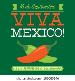 Retro style Viva Mexico (Mexican Independence Day) card in vector format.