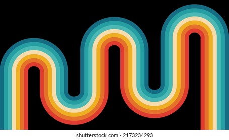 Líneas de onda de estilo retro 70 de fondo. Ilustración vectorial.