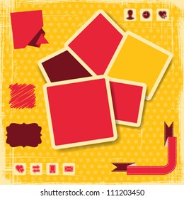 Retro Style Website Template. Vector design frame.