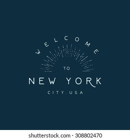 A retro style Welcome To New York text badge