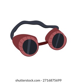 Gafas de soldadura de estilo retro con lentes oscuras y monturas rojas, equipo de protección personal esencial para la seguridad en entornos industriales y de construcción