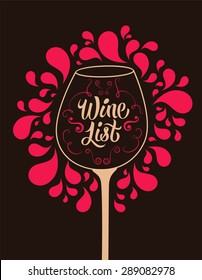 Retro style wine list design. Calligraphic vector illustration.