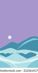 Retro style winter sunrise landscape, vector quality
