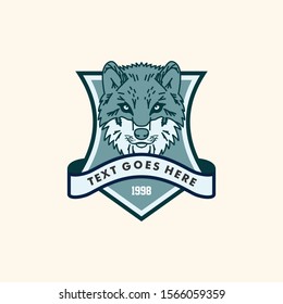 Retro style wolf head sport emblem logo template