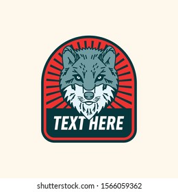 Retro style wolf head sport emblem logo template