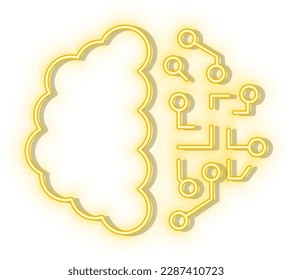 Estilo retro servidores de iconos de vectores de neón amarillo, computadoras icono de neón amarillo.
