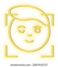 Retro style yellow neon vector icon intelligence, snooze, robot yellow neon icon.