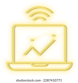 Estilo retro mano del icono del vector del neón amarillo, robótica, icono del neón amarillo brazo.