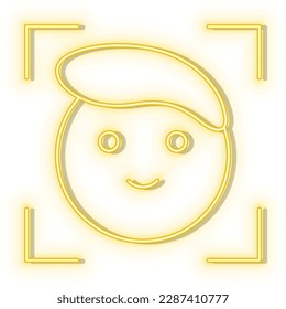 Retro style yellow neon vector icon brain, processor, cloud, network yellow neon icon.