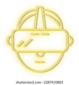 Retro style yellow neon vector icon , smart yellow neon icon.