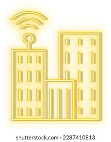 Retro style yellow neon vector icon robot, car yellow neon icon.