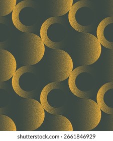 Retro styled 60s 70s seamless pattern vector abstract background in yellow green hues. Halftone art illustration for fashionable textile print or home decor. Endless graphic abstraction for wallpaper