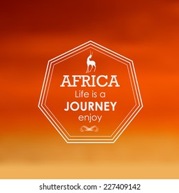 Retro styled Africa calligraphic design card, vintage ornament, beach label element.