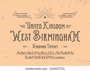 Retro Styled Antique Font. Vintage Hand Drawn Typeface Duo. Original Letters and Numbers. Vector