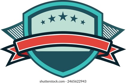 retro styled badge with ribbon vector art illustration image (6)