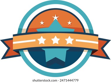 retro styled badge with ribbon vector art illustration image (1)