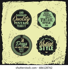 Retro styled badges set with grunge background