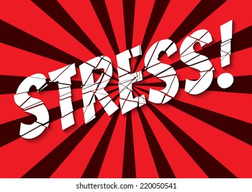 retro styled banner with shattered stress word