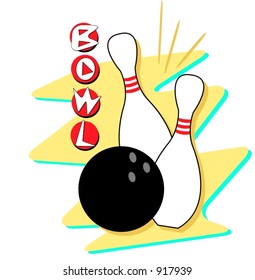 Retro styled bowling clip art. Fully scalable and editable vector art.