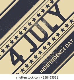 Retro styled card for Fourth July Celebration. Grunge background