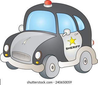 A retro styled cartoon sheriff car isolated on white.