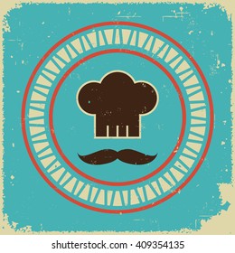 Retro styled chef's hat with mustache