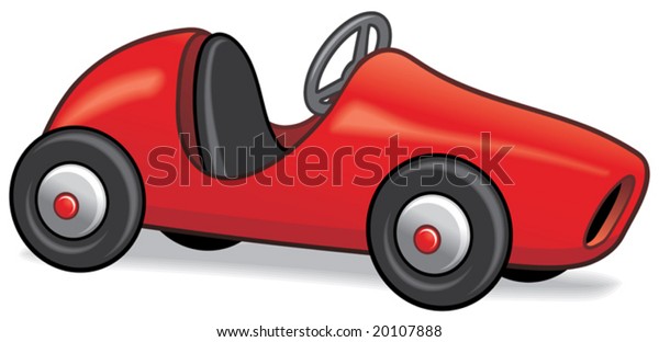 Retro styled\
child\'s pedal car isolated on\
white