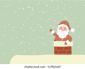 Retro styled Christmas Card with Santa Claus - vector template with copy space