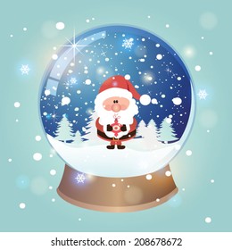 Retro styled Christmas Card with Santa Claus - vector template with copy space