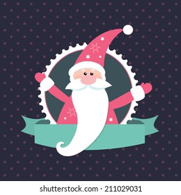 Retro styled Christmas Card with Santa Claus - vector template with copy space