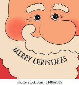 Retro styled Christmas Card with Santa Claus - vector template with copy space. Hand-drawn Merry Christmas card