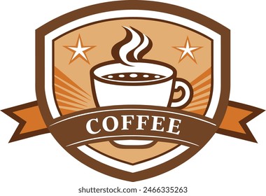 Retro styled coffee emblem vector artwork illustration image 2