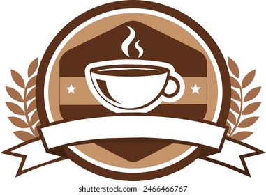 Retro styled coffee emblem vector artwork illustration image (2)