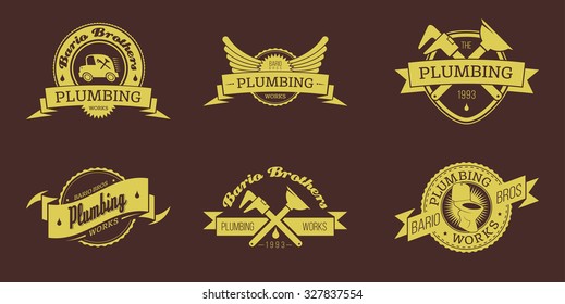 Retro styled color label of plumbing works company. Good as a template of advertisement.