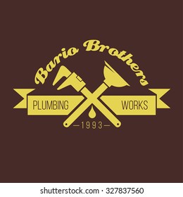 Retro styled color label of plumbing works company. Good as a template of advertisement.