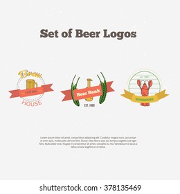 Retro styled colorful beer label set. Royalty free illustration for greeting card, ad, promotion, easter poster, flier, blog, article, marketing, signage, brochure, icon.