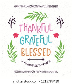 Retro Styled Decorative  Font. Vintage Hand Drawn Typeface.  Original Letters and Numbers. Clean & Textured Versions Included.  Vector