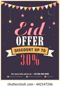 Retro Styled Eid Sale Poster, Sale Banner, Sale Flyer, Rabatt bis zu 30% Rabatt, Vektorgrafik.