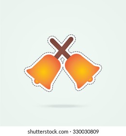 Retro styled flat icon of bells. Flat with shadow.