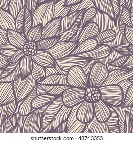 Retro styled floral seamless pattern