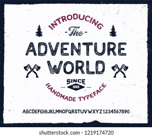 Retro Styled Font. Vintage Hand Drawn Typeface . Original Letters and Numbers. Vector