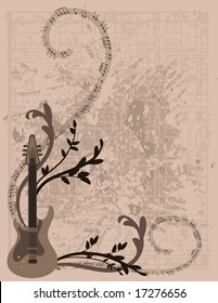 Retro styled guitar with expressive strokes.
