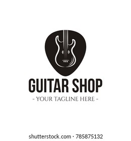 Retro styled guitar shop logo eps 10 eps 8