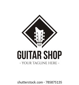 Retro styled guitar shop logo eps 10 eps 8