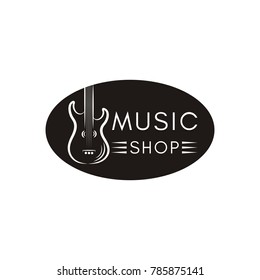 Retro styled guitar shop logo eps 10 eps 8